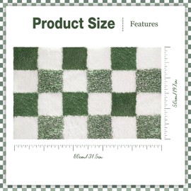 AIBIIN Non Slip Bath Mat, Extra Soft Bathroom Mat, Fluffy Absorbent Microfiber Mats for Bathtub, Washable Bathroom Rugs, Cute Bath mat for Shower Sink, Checkered, Green, 50 x 80 cm