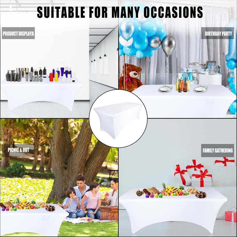 Ocves Stretch Tablecloth 6ft Spandex Table Covers Polyester Fitted Rectangular