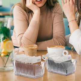 IGNPION 4 Pack Sugar Package Holder, Acrylic Tea Bag Organizer for Drawer, Transparent Sugar Bag Caddy Container, Small Spice Package Holder for Countertop, Coffee, Bar, Cabinet, Sweetener