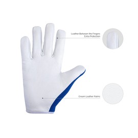 TRENDYDOT Gardening Gloves for Women/Men - Thorn Proof Garden Gloves - Ladies Working Gloves - Breathable Safety Work Gloves - Gardening Gifts, Leather Mechanic Gloves, Garden Tools (Large, Blue)