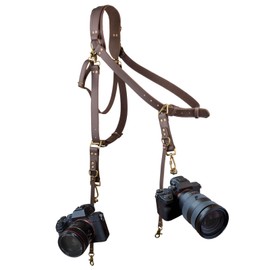 4J LEDR Leather Camera Strap,Shoulder Camera Strap for 1 or 2 Camera,Dual Camera Harness for Photographers,Multi Camera Gear for Dslr/Slr Strap,Camera Harness Camera Sling Strap Single or Dual,Brown