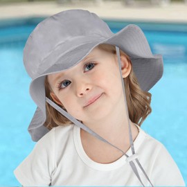 Mayoii Baby Sun Hat, UPF 50+ Children's Fishing Hat for Toddlers, Boys & Girls, Adjustable & Foldable, Breathable, Light Grey and Navy, S