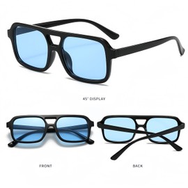 WDZAYXC Stylish Rectangular Sunglasses for Men and Women, UV Protection, Black/blue