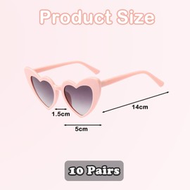 10 Pairs Pink Heart Sunglasses,Heart Glasses Heart Sunglasses Party Sunglasses Heart Sunglasses Womens,Pink Sunglasses Pink Glasses Pink Sunglasses Womens,Pink Heart Glasses for Protection Eyewear