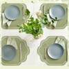 Breling 6 Pcs Sage Green Wedding Placemats Scalloped Embroidered Cotton