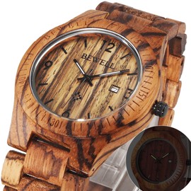 Alienwork Wood Watch Men Women Natural Wood, Brown/Brown/Brown Wood Bracelet, Bracelet