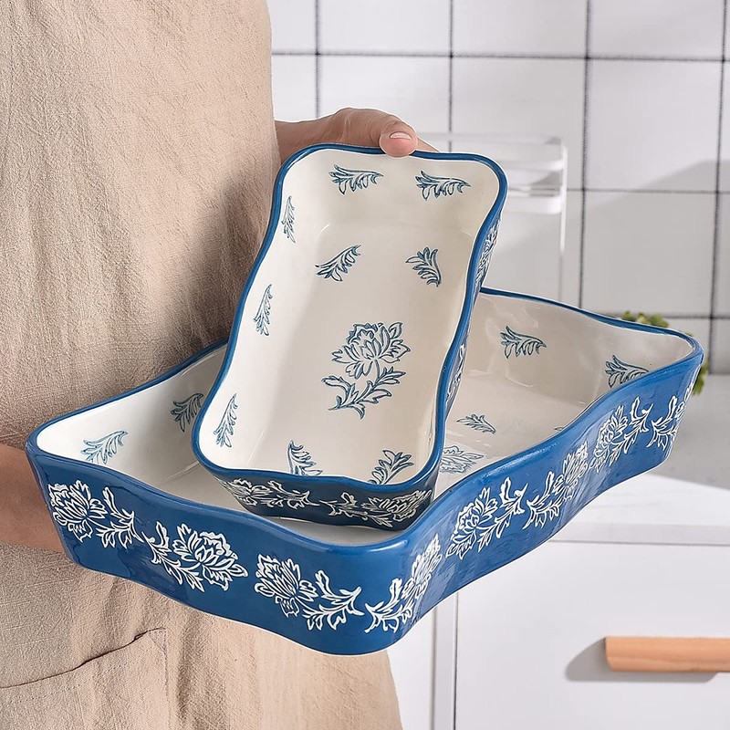 Wisenvoy Casserole dishes for oven Lasagna pan 2-Pcs Baking dish