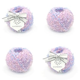 Knitberty Fairy Fancy Premium Soft Paper Superfine Merino Wool Cashmere Polyester Nylon Blend 15 Ply Chunky Yarn for Knitting Crochet Multicolor 400G (Dreamy Purple, 400G)