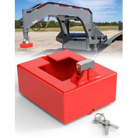 Gooseneck Trailer Lock, Heavy Duty Trailer Lock Fits Round & Square Trailer Tubes, Gooseneck Lock Fits Most 7-Inch Bottom Plate Couplers - Red