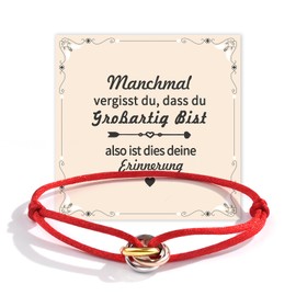 QianSiLi Three Tone Red Lucky Bracelet with Ring Bracelet for Men and Women Adjustable Stainless Steel, Plastic, No gemstone