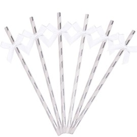 20Pcs/Set Bow Tie Paper Straws,Wedding Bridal Bowtie Party Decorations Straws,Butterfly Paper Straws for Milk Tea Drinking,Party Drinking Straw for Hawaiian Birthday Party Decoration Supplies (White)