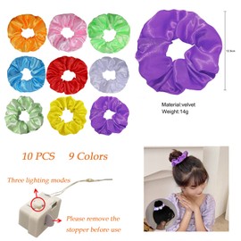 XineYuor 10 x LED hair bands, luminous elastic hair bands, glow in the dark with 3 light modes, hair accessories for women, girls, neon headwear, New Year party