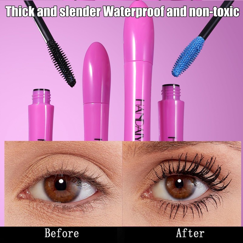 White Mascara,5D Silk Fiber Eyelash Volume with Soft Brush, Lash