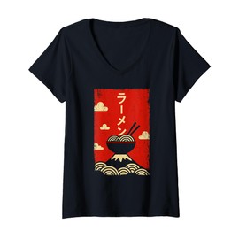 Womens Japanese Ramen Bowl Ramen Lover Noodles Soup Japan Culture V-Neck T-Shirt