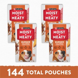 Dry Dog Food, Soft Beef Burger with Cheddar Cheese, 6 Oz Pouch (36 Pack) - 100% Complete & Balanced Nutrition for Adult Dogs, Made with Real Beef, Serve Up The Smiles