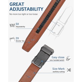 BOSTANTEN - Cinturón de piel para hombre con hebilla ajustable, ribete para adaptarse, 012 - Negro y café, 36-42W