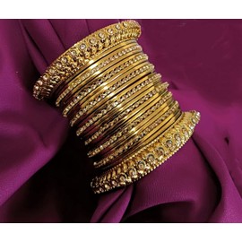 Efulgenz Indian Oxidized Bangles for Women Oxidized Gold Bangles Rhinestone Crystal Boho Gold Oxidized Indian Jewelry Bollywood Bangles Indian Oxidized Crystal Bracelets Bangle Set
