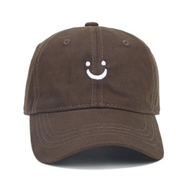 Kids Smile Face Baseball Cap Adjustable Low Profile Unstructured Cotton Sun Hat Visor for 3-7 Yrs Boys Girls (as1, age, 3_years, 7_years, Brown)