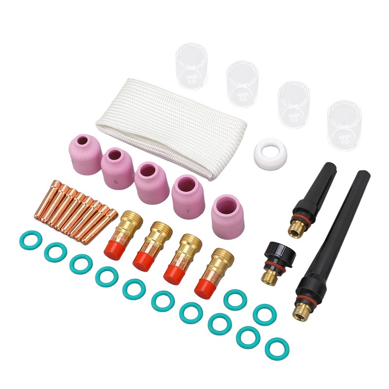38Pcs TIG Welding Accessory Set Ceramic Nozzle Glass Cup Connector