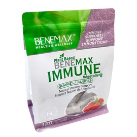 Benemax Immune Gummies Powerful Immune System Support 120 Berry Flavored Gummies Vitamins C, Zinc, Elderberry, Echinacea Formula Boost Your Body's Defenses Plant Based