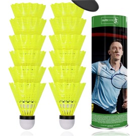 12 x Shuttlecocks, Yellow for Badminton: For Training and Competition - Shuttlecock Badminton Balls for Outdoor and Indoor Use