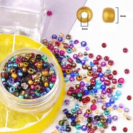 Yholin 4mm Glass Seed Beads, 6/0 Small Pony Beads Jewelry Friendship Bracelet Making Kit, Tiny Waist Letter Beads, DIY Art Craft Gifts