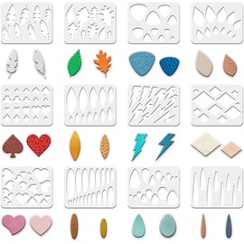 FINGERINSPIRE 12Pcs Reusable Earrings Making Template, Plastic Cutting Stencil with Differnt Patterns for Earrings Making Jewelry DIY Crafts Favors 25x20cm