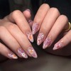 Press On Nails, Summer Fall Flower Fake Nails, Short Almond