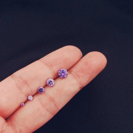 Elfex Surgical Steel Labret Studs with Clear Crystal, 16G, Set of 5 Graduated Sizes, Silver (Purple)