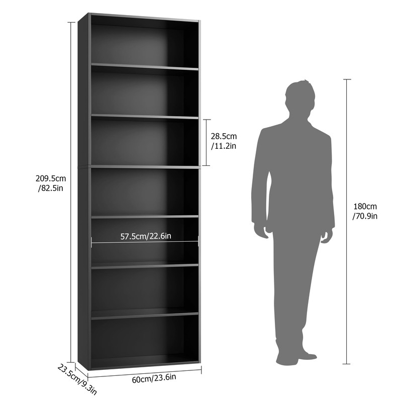 FACBOTALL 82" Tall Bookshelf, 7-Tier Open Shelves Bookcase, Freestanding Display