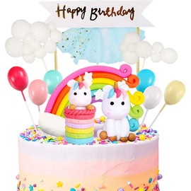 MOVINPE Unicorn Cake Topper Kit Cloud Rainbow Balloon Happy Birthday Banner Cake Decoration Pack of 12 For Boys Girls Kids Birthday