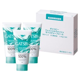 GATSBY Men's Facial Wash, Moisture Foam, Non-Scrub, Facial Cleansing Set, 4.6 oz (130 g) x 3