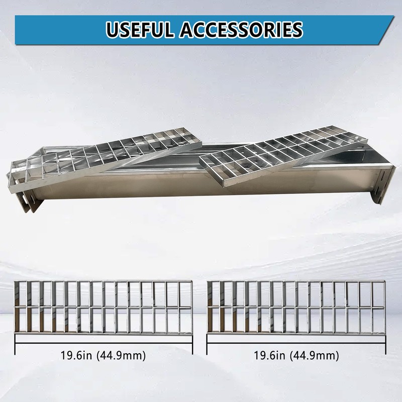 Stainless Steel Channel Drain 39.4"×6.8"×5.1" Durable Trench Drain System with