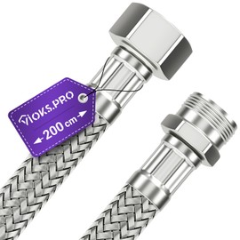 Viоks.pro Tap Hose 3/8 Inch (15.2 mm) Throw and Male Thread 200 cm & Connection Hose Fitting Water Hose Tap Hose Drinking Water Hose Flex Hose for Toilet Cistern Bathroom