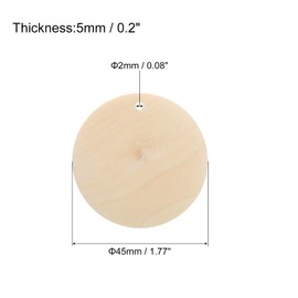 sourcing map Round Wooden Discs, 12Pcs 45mm - Log Unfinished Wood Circles with Holes, Wood Ornaments for Crafts, DIY Jewelry Accessories, Birthday Board Tags