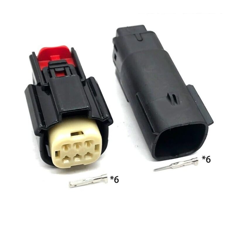 Molex 6 Pin Wire Connector, for Harley BLACK Waterproof, Sealed