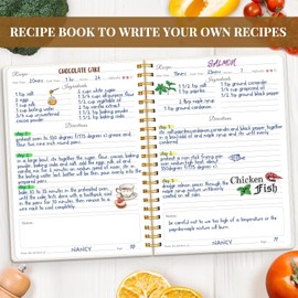 LuBudingJoy Blank Recipe Book to Write in Your Own Recipes. Sprial Hardcover Blank Cookbook, Recipe Journal Hold 150 Recipes(Pearl White)