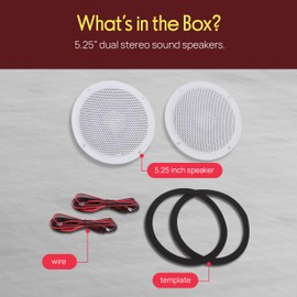 Pyramid 5.25” Dual Waterproof Marine Speakers - 100W 4Ohm Outdoor Car/Boat Radio Stereo Speakers Waterproof/Weather Proof Marine Stereo Speakers System Pair - Mounting Kit, Speaker Wire, Grill MDC6