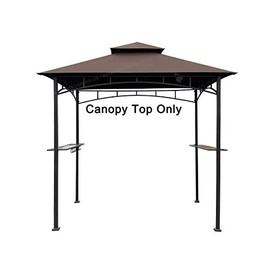 APEX GARDEN Replacement Canopy Top CAN ONLY FIT for Model #L-GG001PST-F 5' X 8' Brown Double Tiered Canopy Grill BBQ Gazebo (Top Only) (Brown)