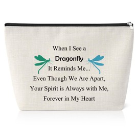 Memorial Gifts for Women Dragonfly Makeup Bag Dragonfly Lover Gifts for Women Girls Friend Sister Dragonfly Themed Inspirational Cosmetic Bag Christmas Birthday Presents for Colleague