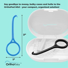 OrthoKey Retainer & Aligner Removal Tool - Dental-Grade Orthodontic Supplies for Invisible Braces, Cleaning & Travel - Bracket & Denture Remover - 2-Pack, Blue & Black
