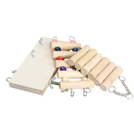 WishLotus Hamster Exercise Toys, Hanging Wooden Hamster Chew Toys Small Animal Ladder, Platform, Swing Cage Accessories Boredom Breaker for Parror,Gerbil,Squirrel,Rat,Hamster,Chinchilla