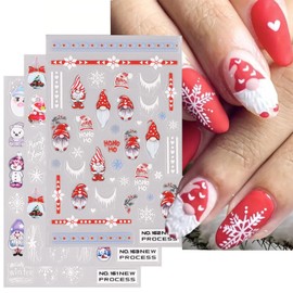 Christmas Nail Stickers for Nail Art Cute Snowflake Nail Art Stickers 6PCS Snowman Bells Dessert Hedgehog Dwarf Christmas Design Nail Art Sticker Decals Transfer Sliders for Nails Manicure Decorations