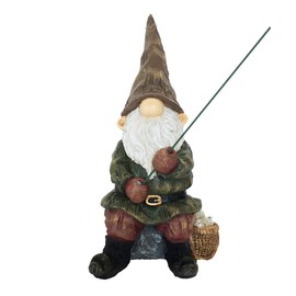 MAISONICA Gnome Fishing Ornament Figurine Home Garden Statue 25.5cm