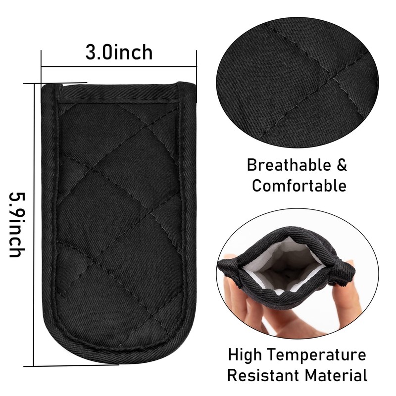 R HORSE 6Pcs Hot Handle Covers Black Heat Resistant Pot