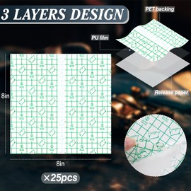 Tattoo Aftercare Bandage 8 x 200 Inch (8in x 25 Pcs), Tattoo Supplies Waterproof Bandages, Second Skin Cover Up Tape, Skin Repair Initial Healing Transparent Film, Latex Free Wrap