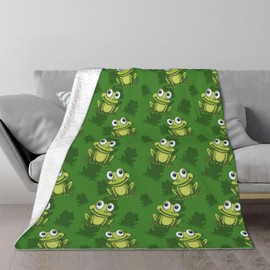 Gaakvrr Cute Frog Blanket Frog Throw Blanket Flannel Plush Blanket for Bed Couch Sofa Chair, Frog Gifts for Women Girls Frog Stuff Birthday Christmas Frog Decor Green Blanket 150x200cm(60x80 Inch)