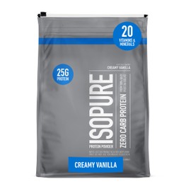 Isopure Isopure Zero Carb 100% Pure Whey Isolate Protein Powder, Lactose Free, Gluten Free, With Vitamins, Creamy Vanilla, 25g Protein Per Serving, 7.5 Lbs, 110 Servings