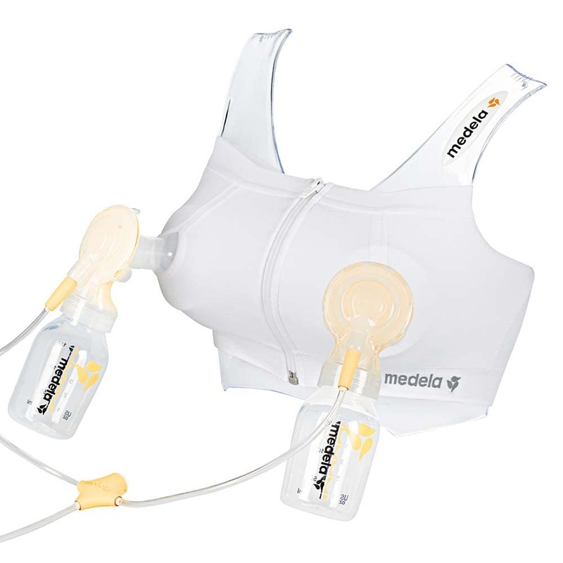 Medela Easy Expression Bustier, Hands-Free Pumping Bra, White, Small