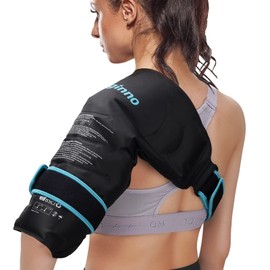 Maginno Shoulder Ice Packs for Injuries Reusable, Heat or Cold Therapy Compression Wrap Flexible Ice Gel Pack for Left Right Shoulder Injuries, Surgery, Rotator Cuff Injuries, Black
